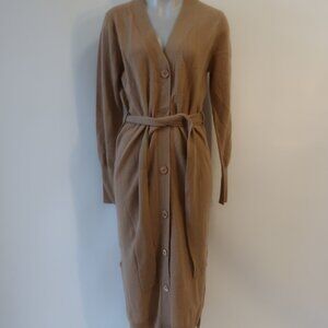 NWT Womens CRUSH 100% Cashmere Tijuana Camel Long Belted Cardigan Sweater 1/S